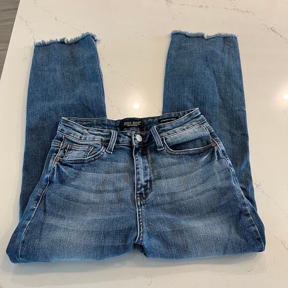 Judy Blue Straight Crop Distressed‎ Jeans Size 5 /27 - Picture 3 of 11